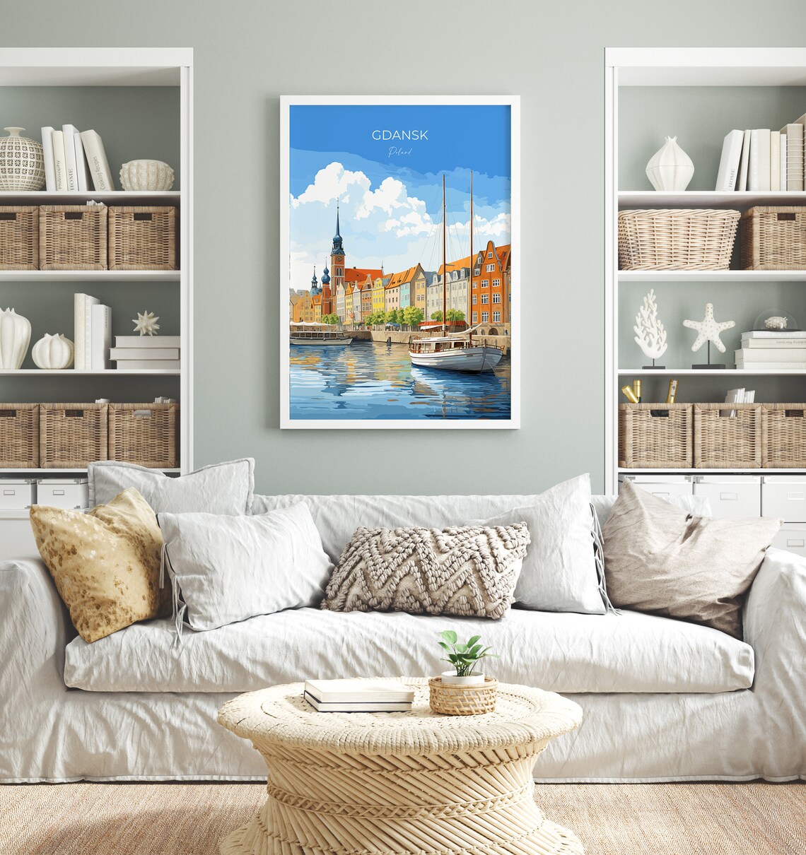 Gdansk Poland Old Town Waterfront Sailboats Baltic Travel Poster - Image 4