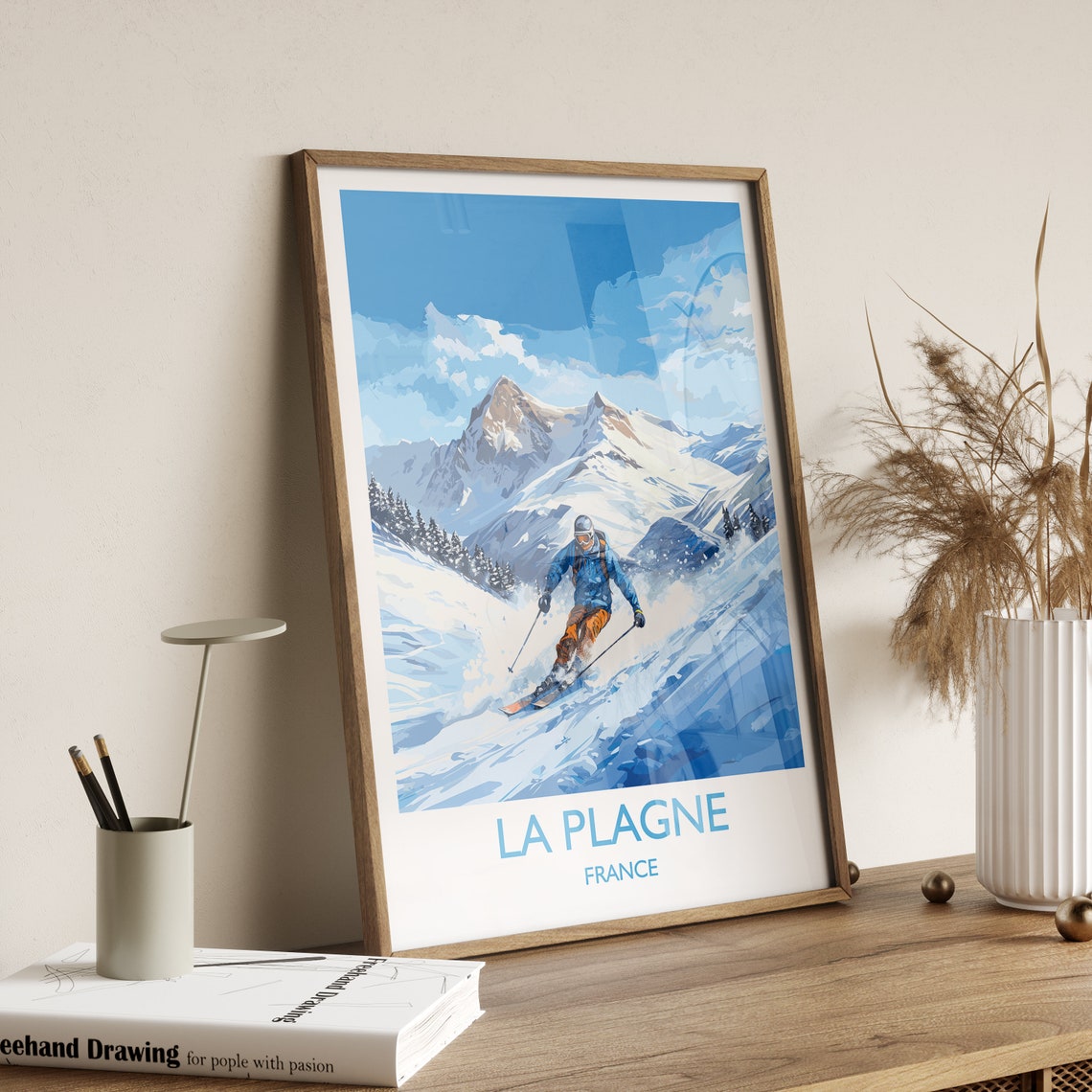La Plagne Wall Art Travel Poster Travel Print Of La Plagne Ski Poster La Plagne Art Gift France Ski Art Travel Gift - Image 3
