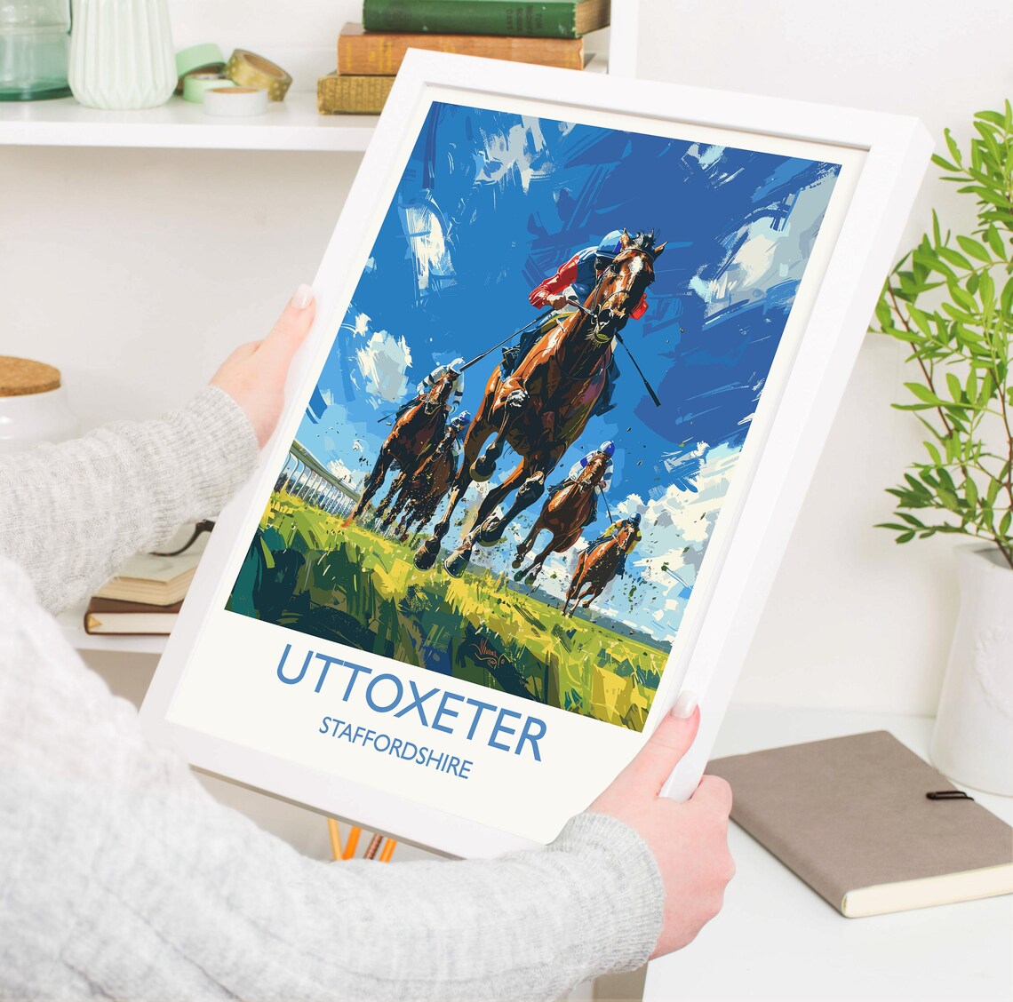 Uttoxeter Staffordshire Horse Racing Charge Racecourse Poster - Image 3