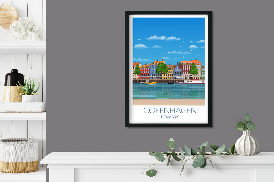 Copenhagen Denmark Colorful Harbor Houses Waterfront Art Poster - Image 3