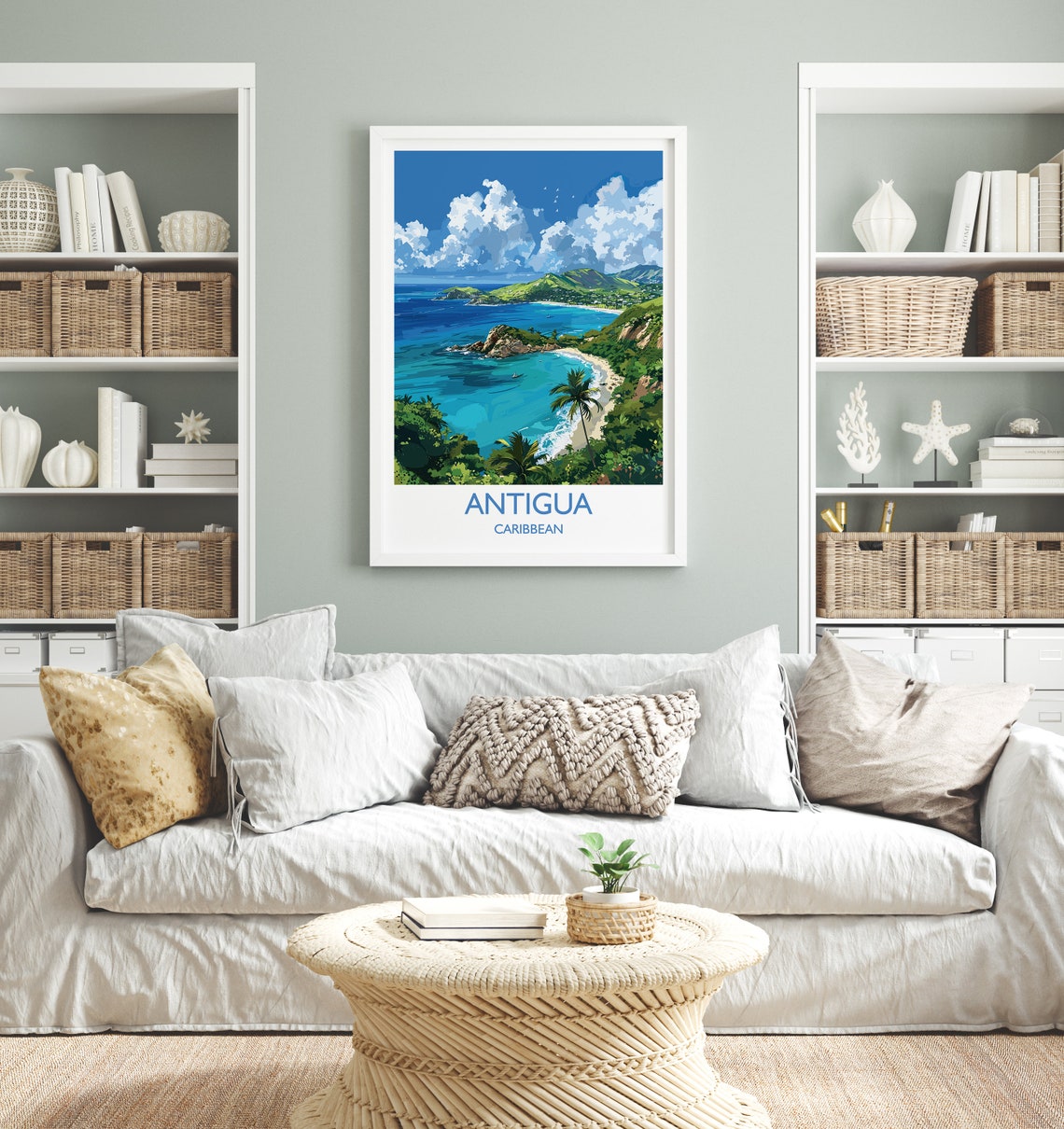 Antigua Travel Print Travel Poster Of Antigua Caribbean Antigua Art Lovers Gift Caribbean Gift Wall Art Print - Image 2