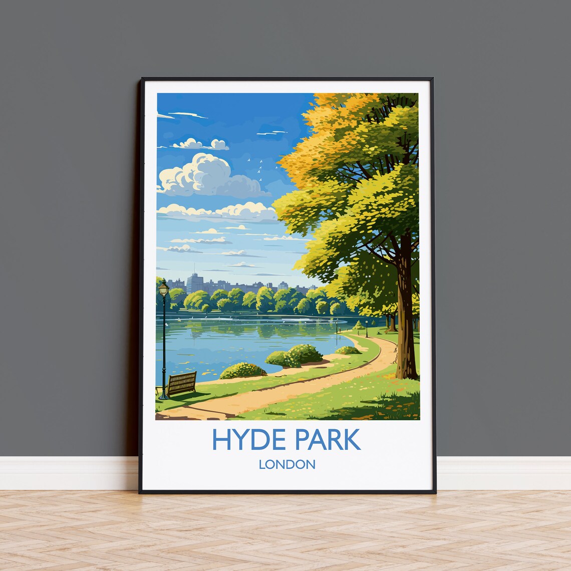 Hyde Park Travel Poster, London Travel Art Print