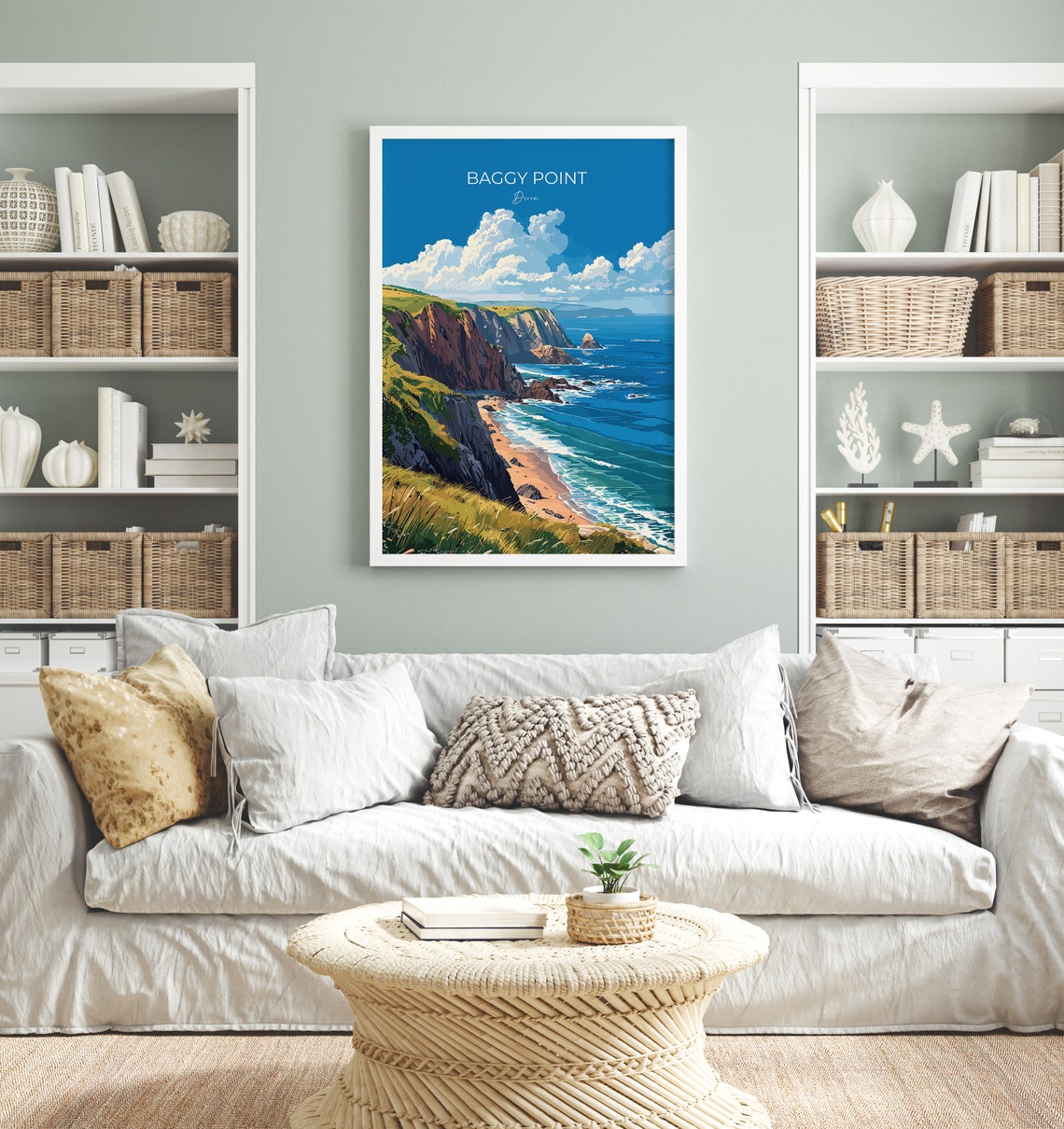 Baggy Point Devon Rugged Sea Cliffs Sandy Cove Coastal Travel Poster - Image 4