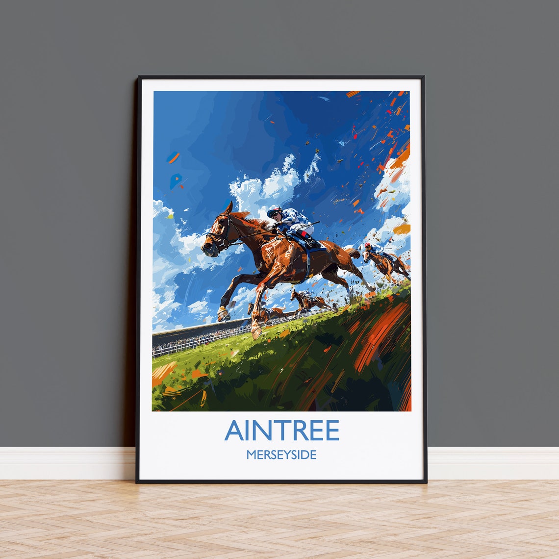 Aintree Merseyside Steeplechase Horse Racing Jumping Sport Poster