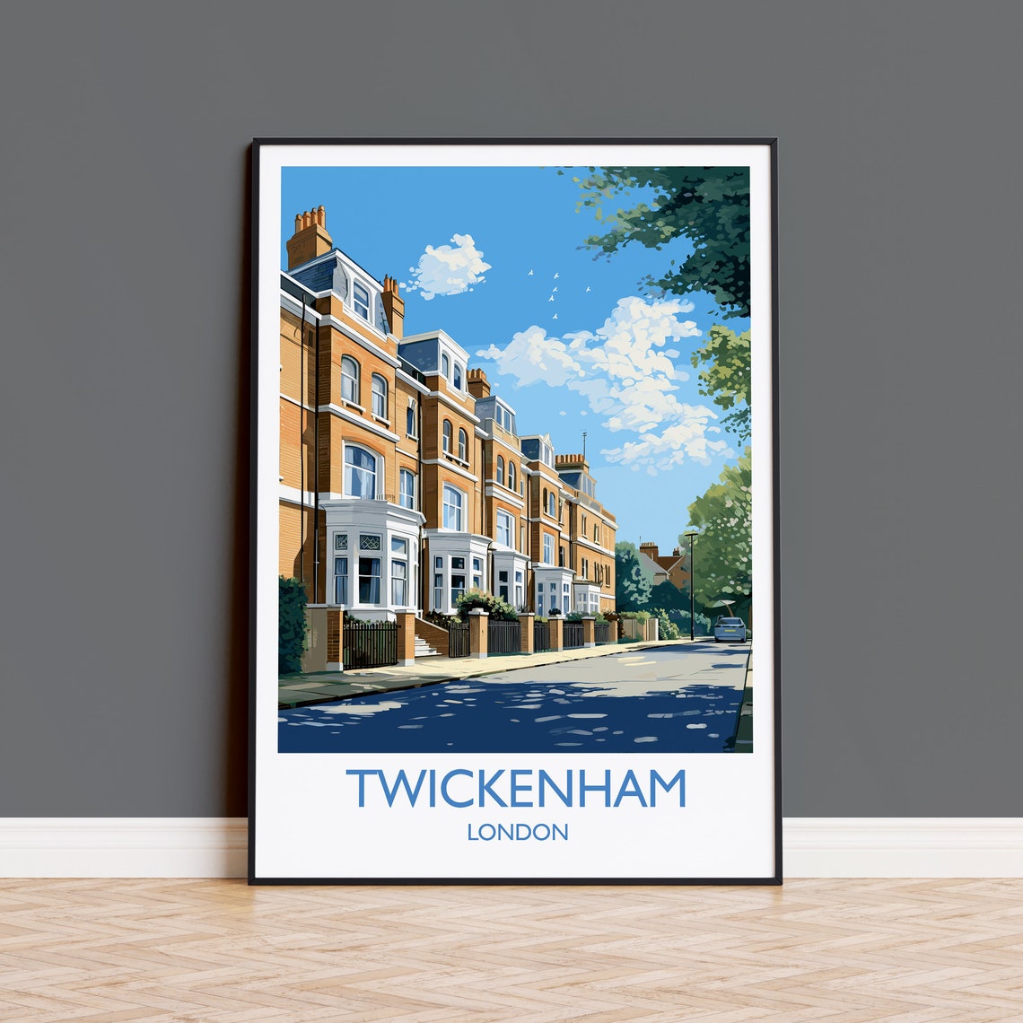 Twickenham London Victorian Terrace Street Summer Day Travel Poster