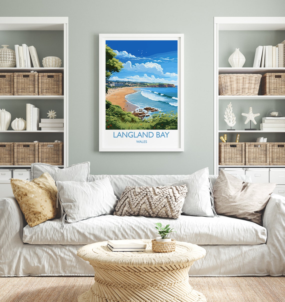 Langland Bay Wales Beach Travel Poster Coastal Waves and Cliffs - Image 4