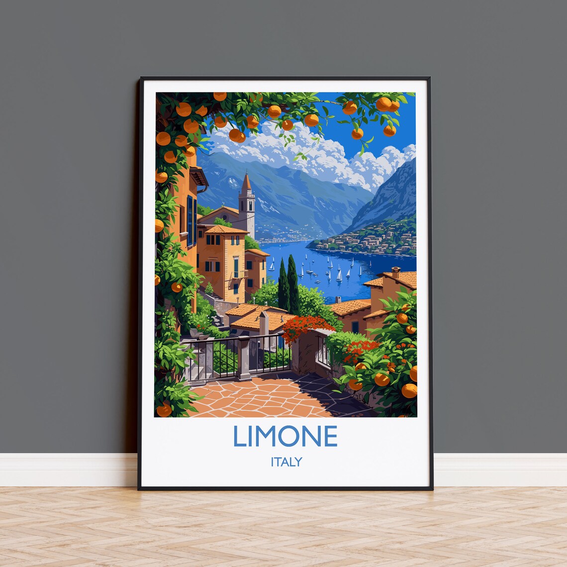 Limone Travel Poster, Lake Garda Italy Art Print