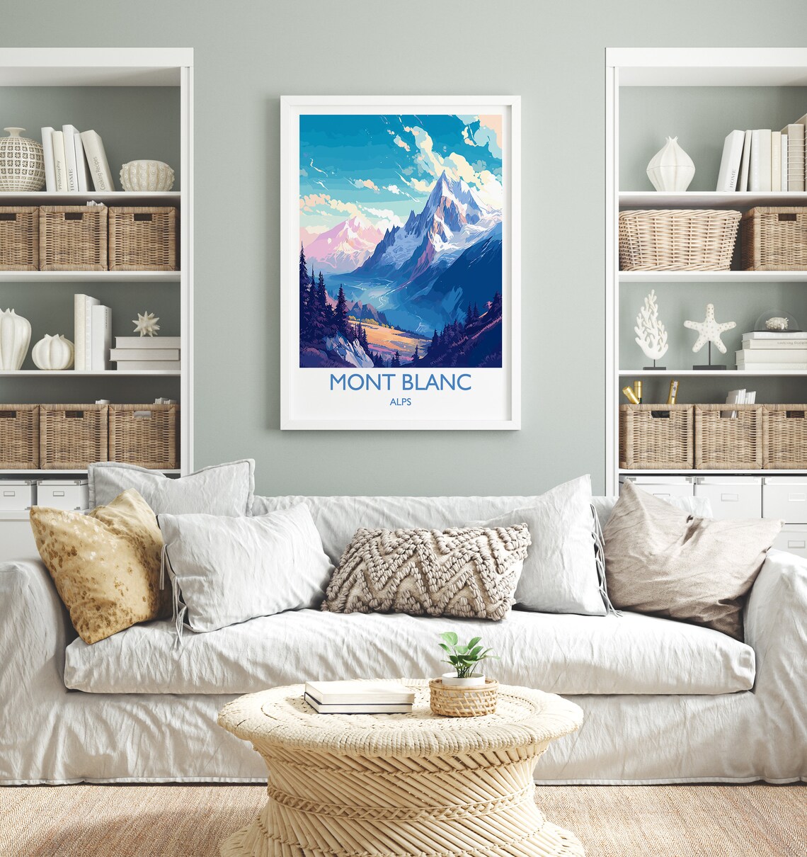 Mont Blanc Travel Poster, Alps Mountain Art Print - Image 4