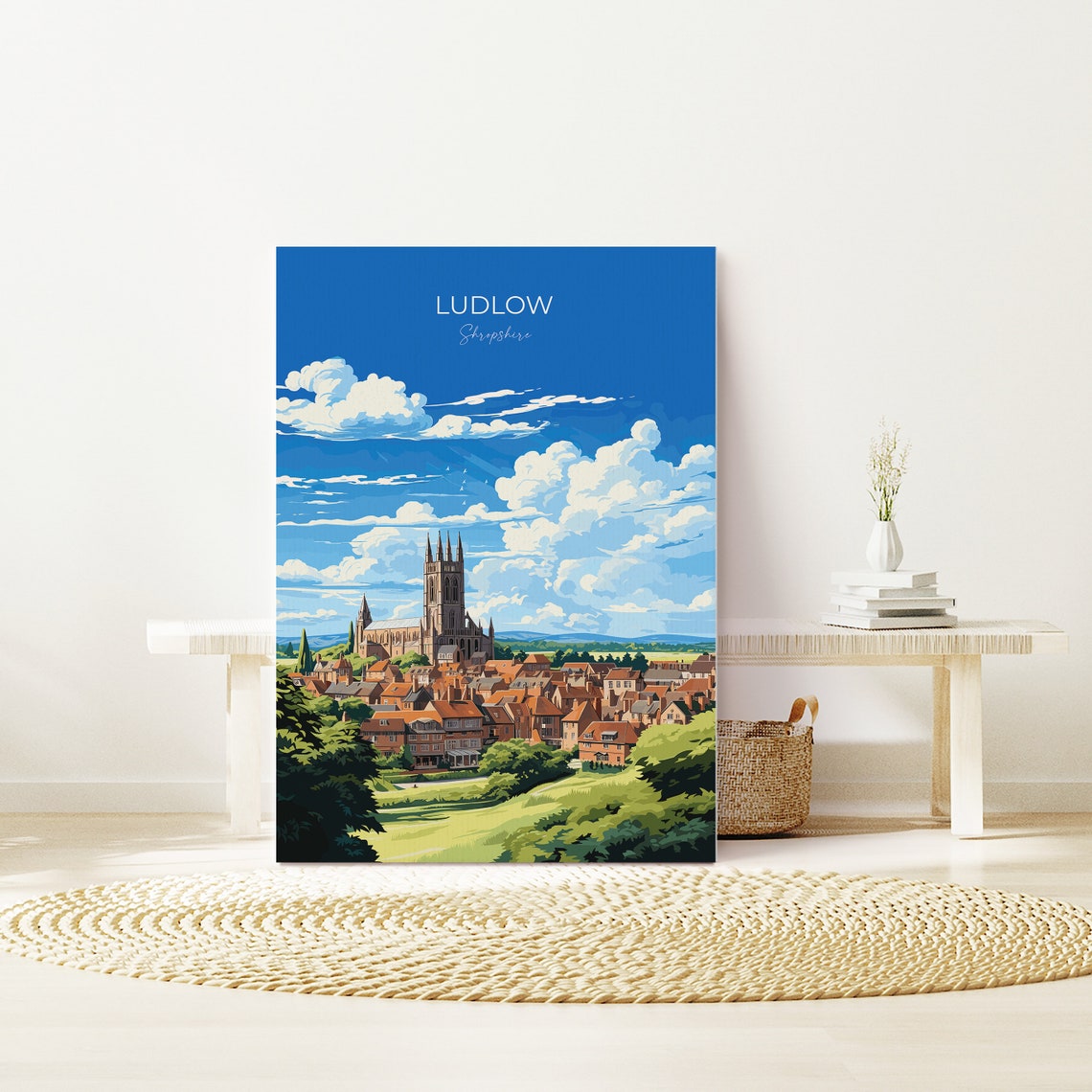 Ludlow Shropshire Colourful Market Town Skyline Travel Poster - Image 2