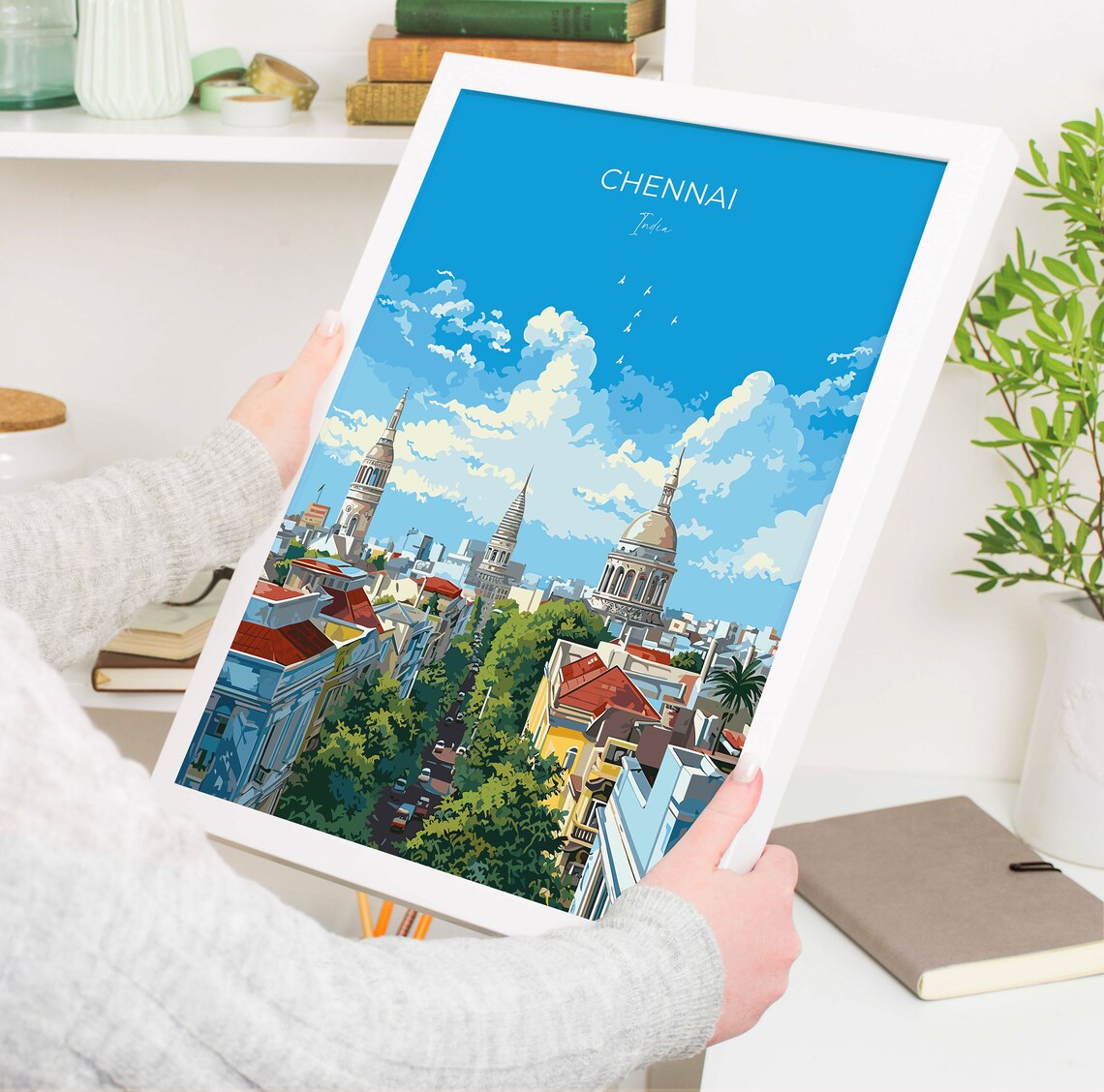 Chennai India Colonial Churches Cityscape Skyline Travel Poster - Image 5