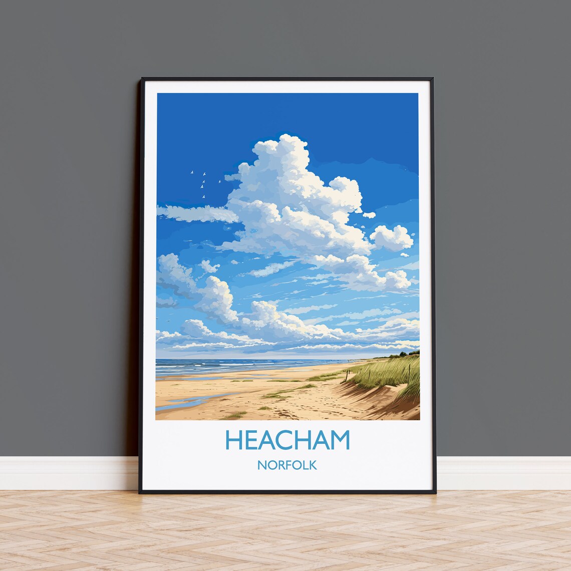Heacham Beach Travel Poster, Norfolk England