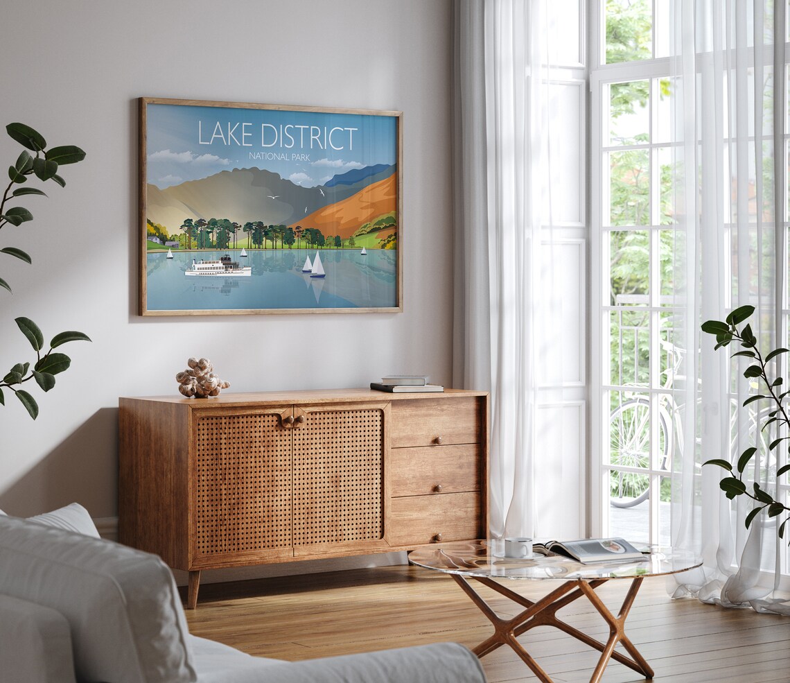 Lake District Travel Poster, Cumbria UK Travel Print - Image 2