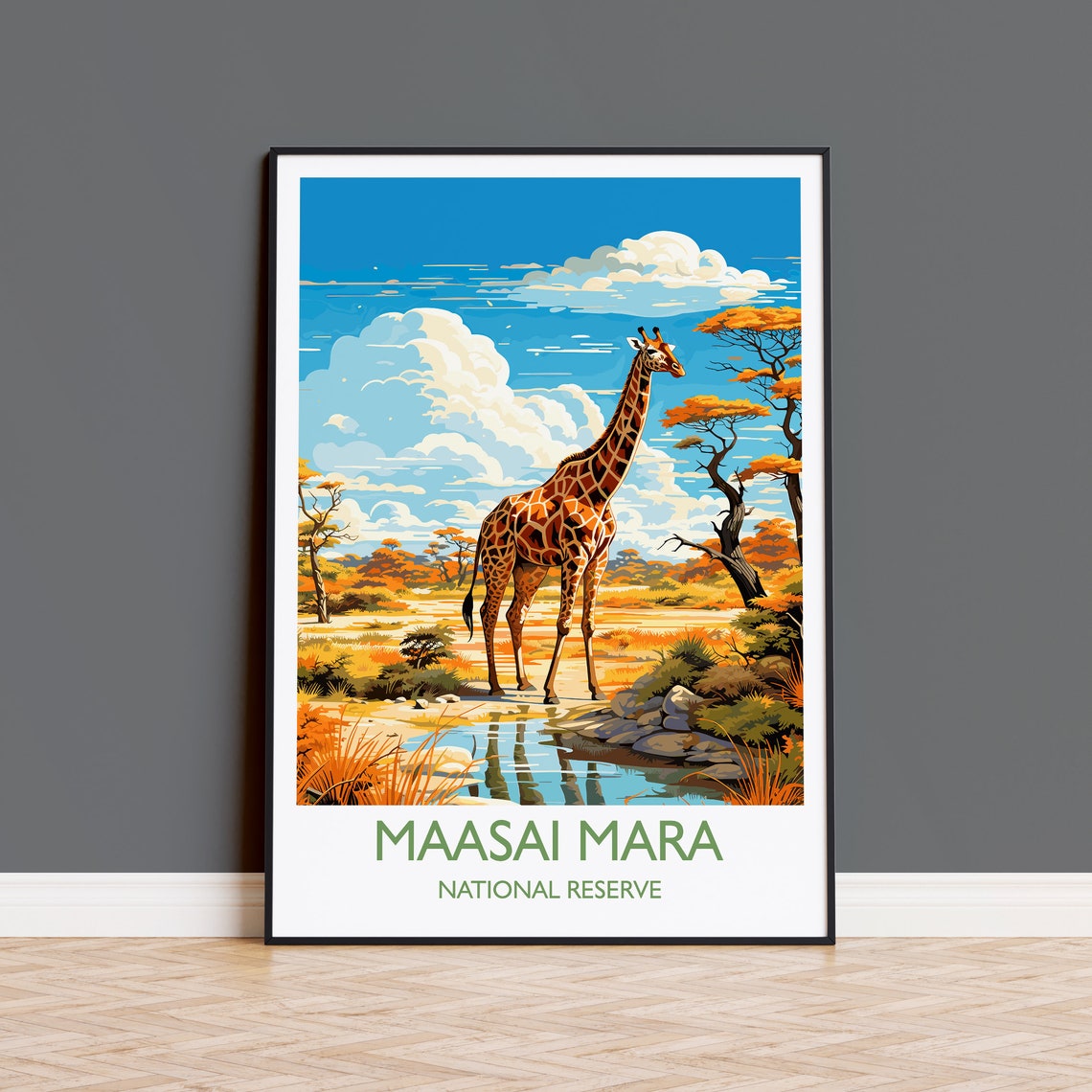 Maasai Mara Travel Poster Wall Art Travel Print Of Maasai Mara Kenya Gift Maasai Mara National Reserve Africa Art Gift