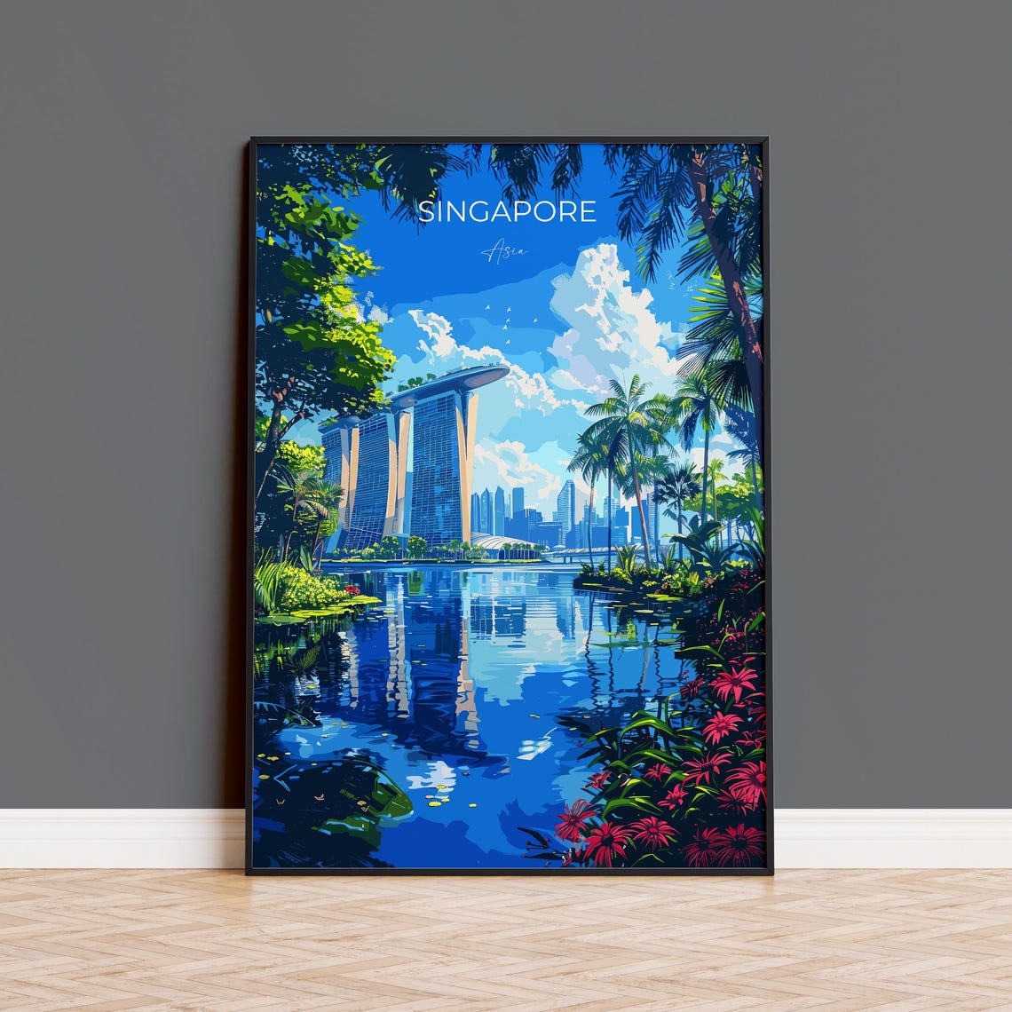 Singapore Travel Poster Travel Print Of Singapore Singapore Wall Art Lovers Gift Singapore Art