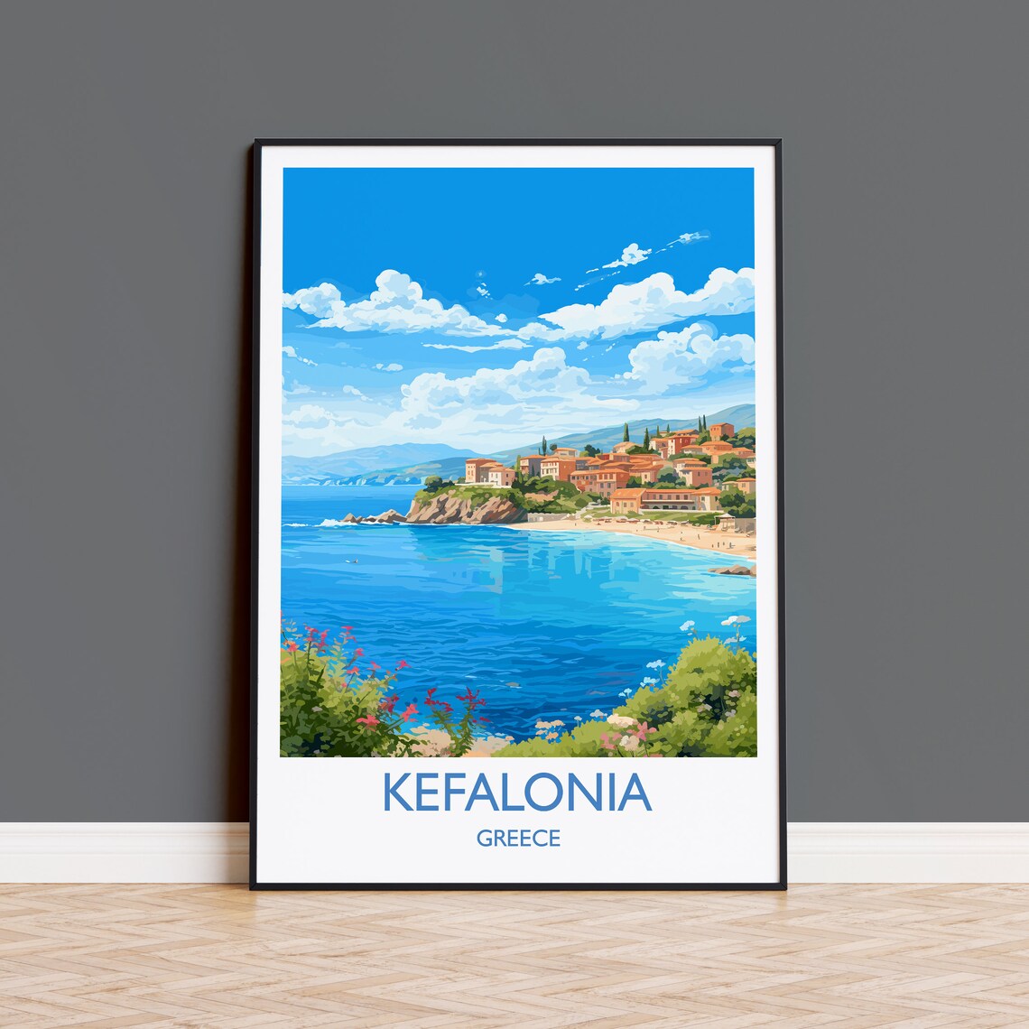 Kefalonia Travel Poster, Greece Place Print