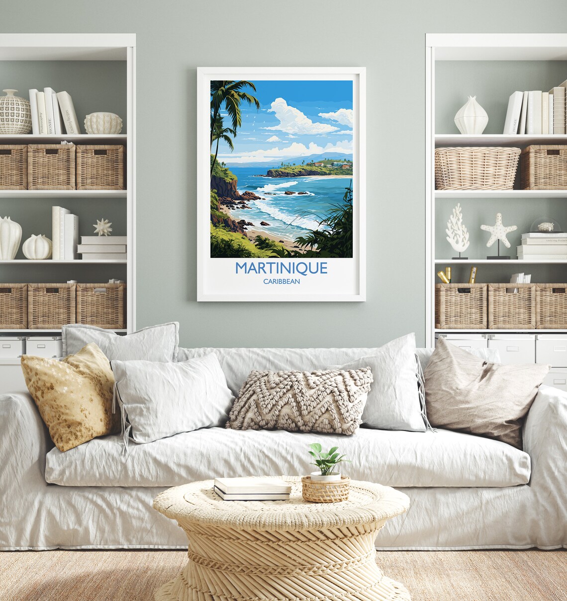 Martinique Caribbean Beach Palm Coastline Vintage Travel Poster - Image 4