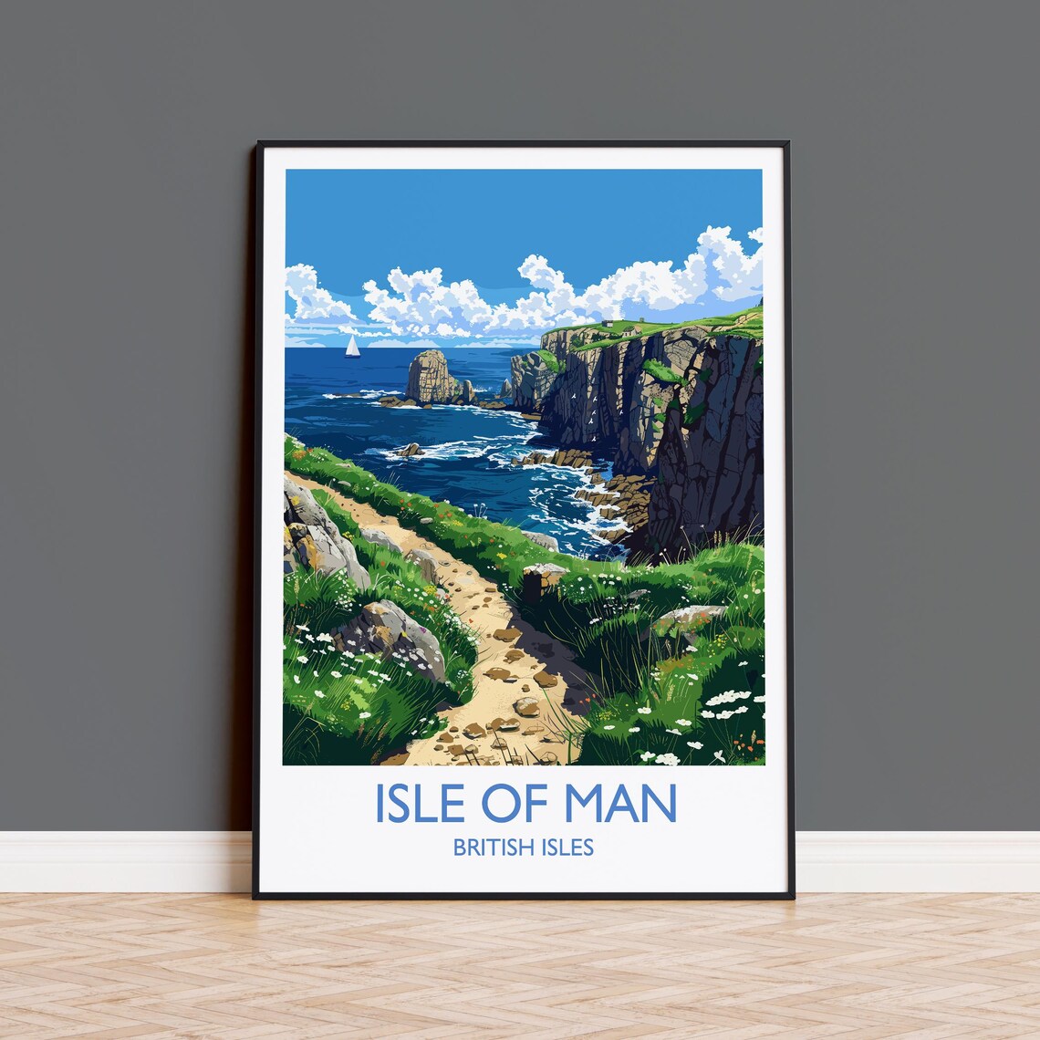 Isle Of Man Travel Poster, British Isles Coast