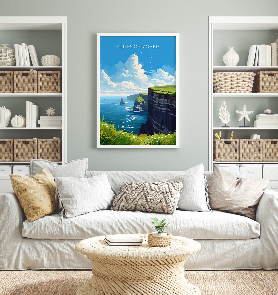Cliffs of Moher Ireland Sea Cliffs Wildflowers Coastline Travel Poster - Image 4