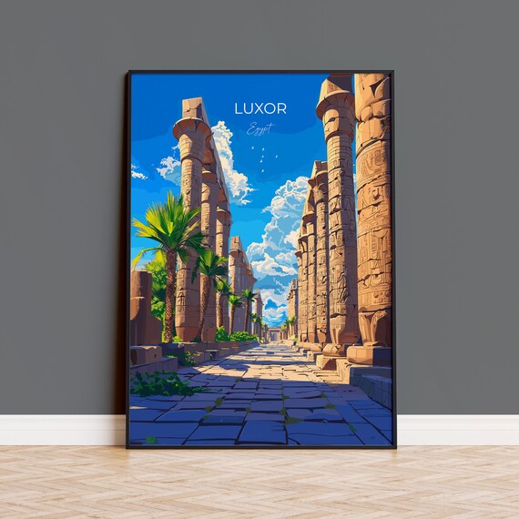 Luxor Travel Poster Travel Print Of Luxor Egypt Art Lovers Gift Luxor Wall Art