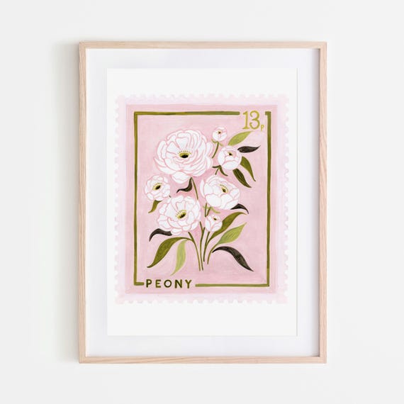 Peony Vintage Floral Art Print, Botanical Wall Decor