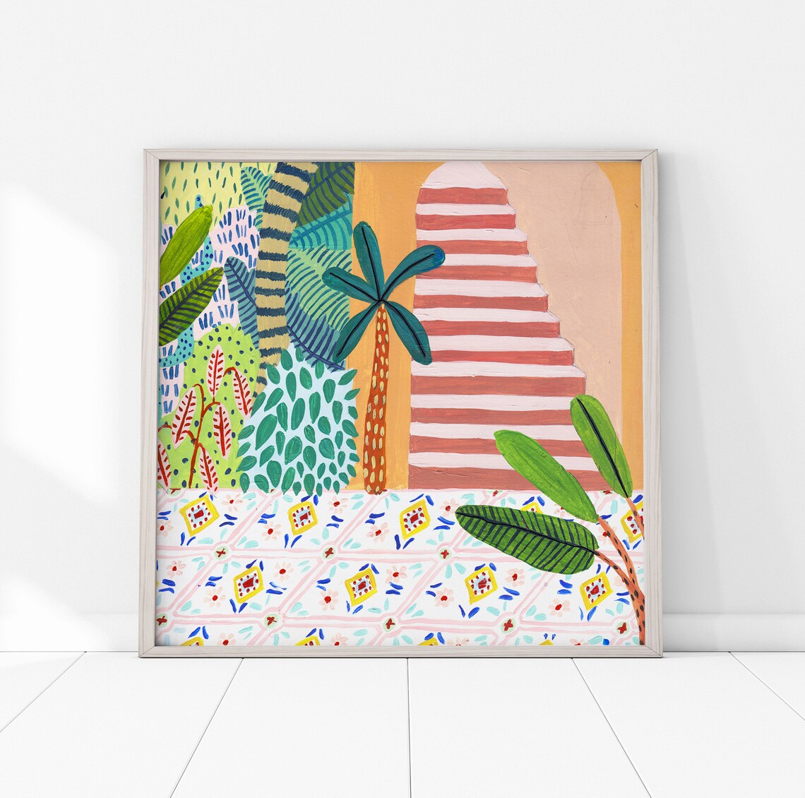 Jungle Staircase Moroccan Botanical Art Print - Image 4