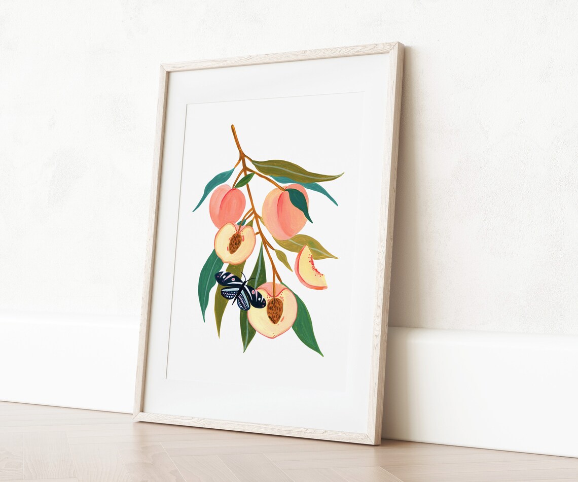 Peach Print Kitchen Decor, Botanical Art Print - Image 2