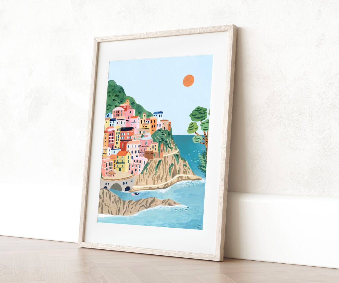 Cinque Terre Travel Poster, Italian Riviera - Image 4