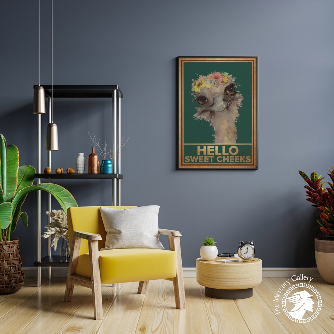 Ostrich Hello Sweet Cheeks Comedy Animal Art Print - Image 5
