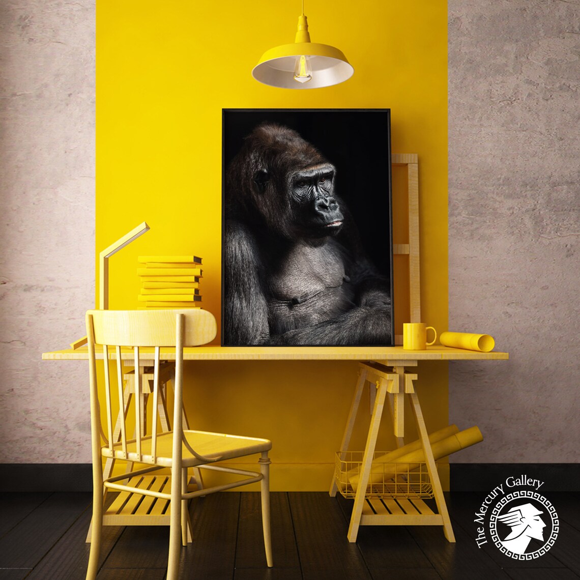 Black Gorilla Portrait Dark Moody Wildlife Fine Art Photo Print - Image 5