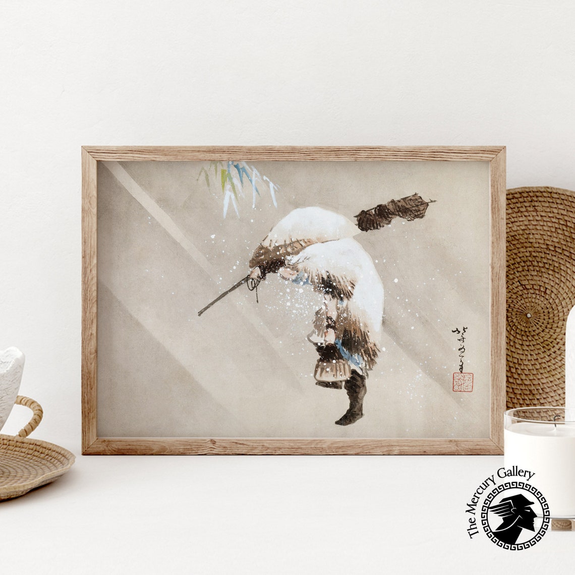 Katsushika Hokusai Art Print Fisherman In A Snow Hokusai Poster Hokusai Wall Art Japanese Art Print Japanese Decor Vintage Print