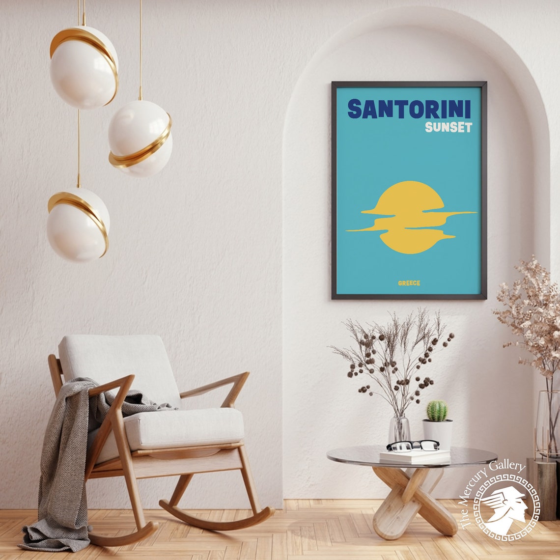 Santorini Sunset Greece Turquoise Abstract Sun Travel Poster - Image 4