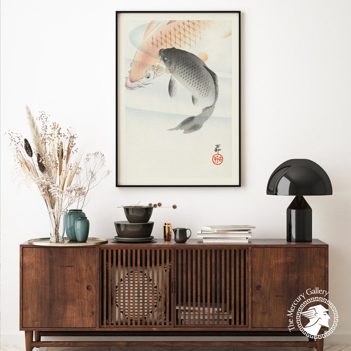 Ohara Koson Two Koi Carp Fish Swimming Japanese Vintage Art Poster - Image 6