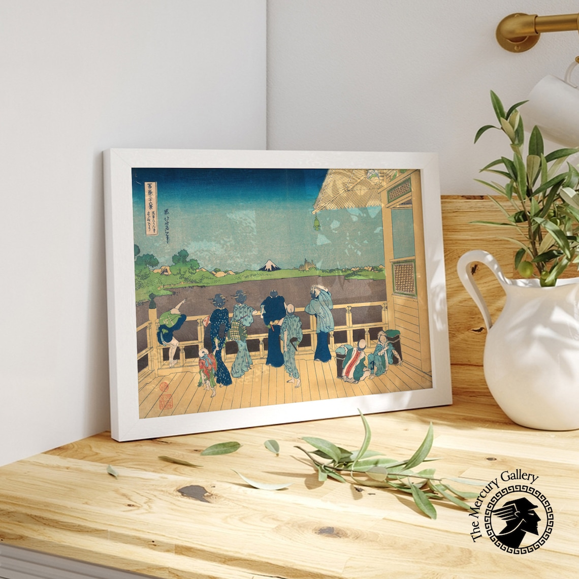 Hokusai Sazai Hall Temple Arhats Visitors Viewing Mount Fuji Ukiyo E Poster - Image 6
