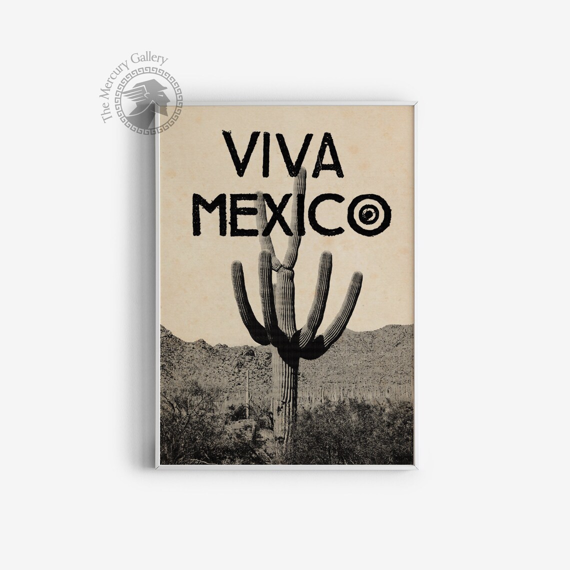 Viva Mexico Saguaro Cactus Desert Sepia Vintage Travel Poster Wall Art - Image 5