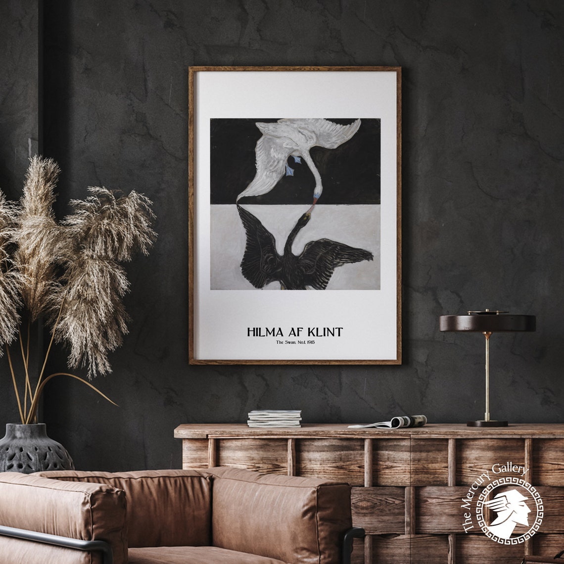 Hilma Af Klint The Swan No 1 1915 Black White Mirrored Swans Poster - Image 4