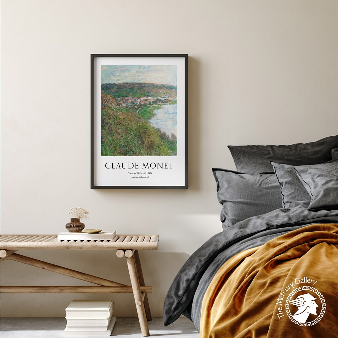 Claude Monet View Of Vetheuil 1880 Hillside River Village Poster - Image 3