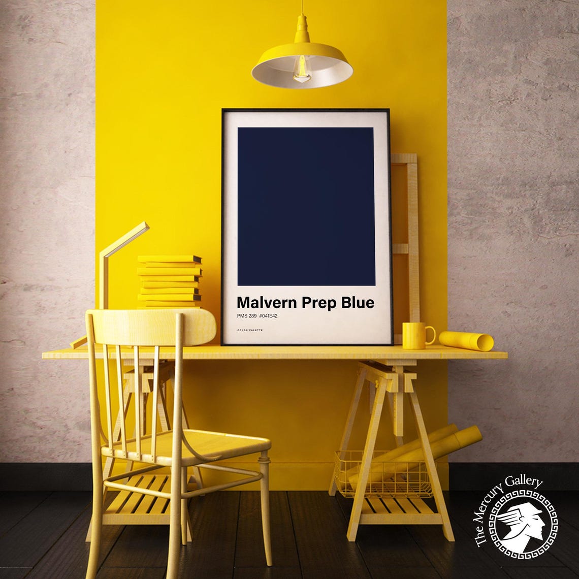 Malvern Prep Blue Color Palette Swatch Minimalist Navy Wall Art Poster - Image 5