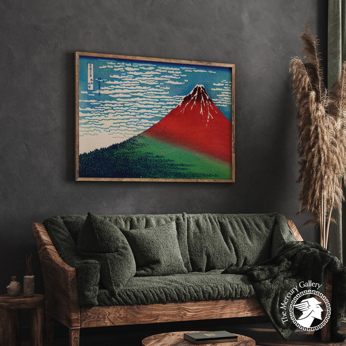 Hokusai Red Fuji Fine Wind Clear Morning Mount Fuji Woodblock Poster - Image 2