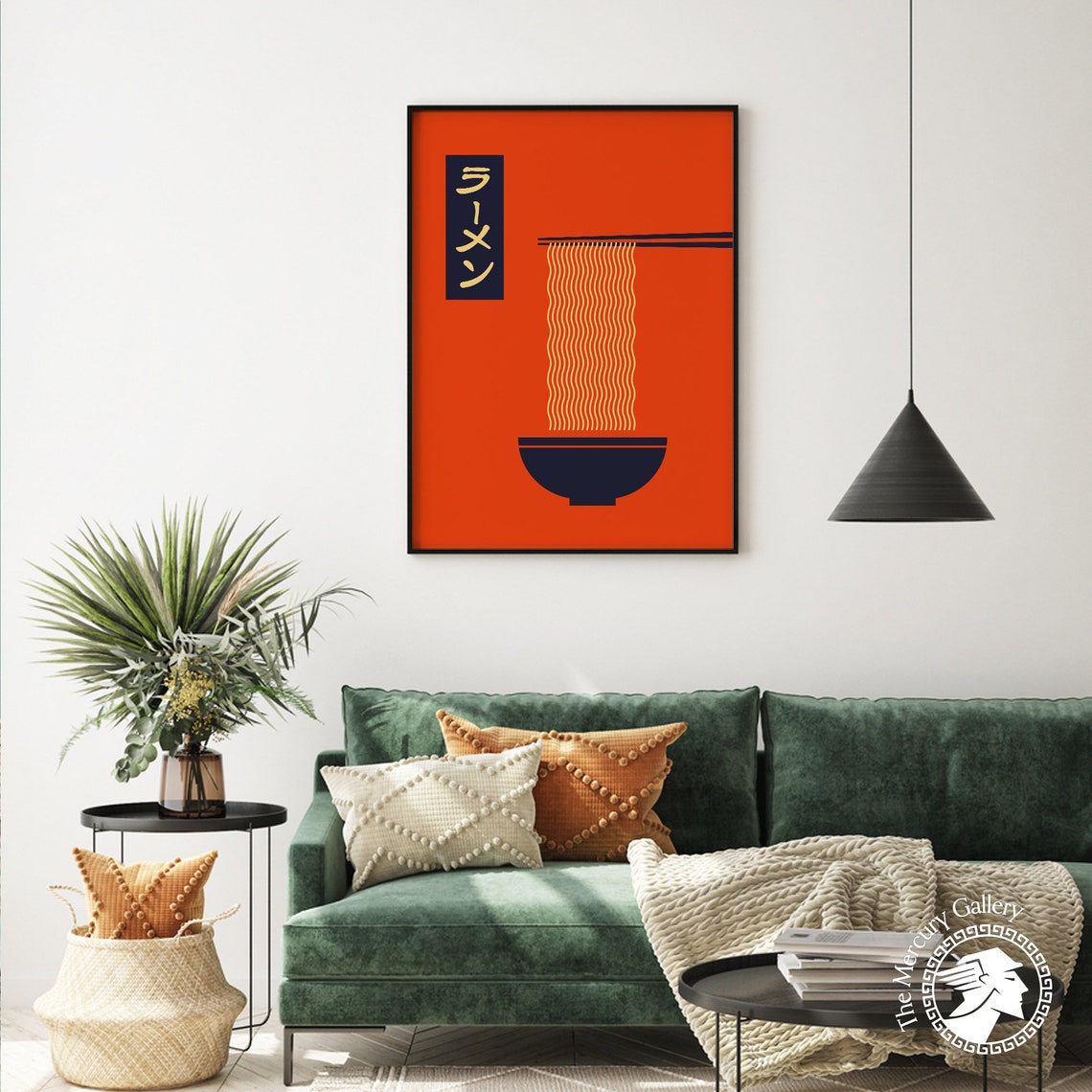 Minimalist Ramen Noodle Bowl Orange Japanese Kitchen Wall Art Poster - Image 4