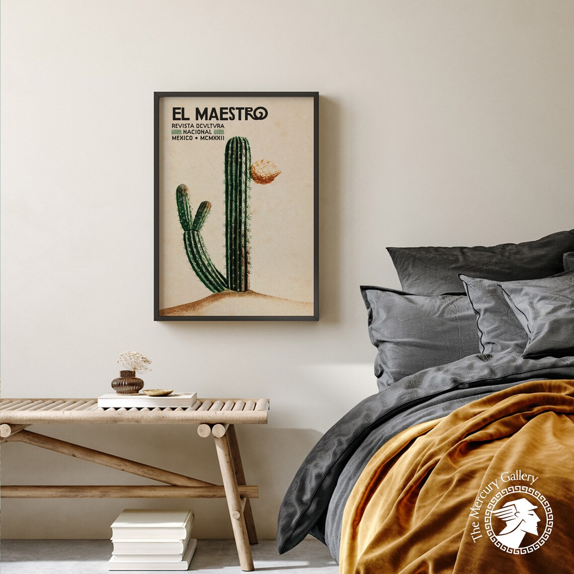 Mexican Vintage Blooming Cactus Art Print - Image 3