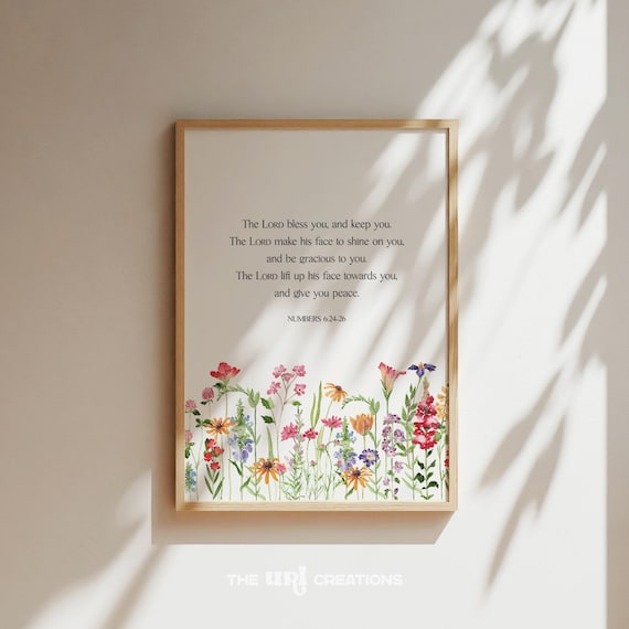 The Lords Blessing Print Numbers 624 Bible Verse Wall Art Floral Christian Scripture Poster Home Decor Gift