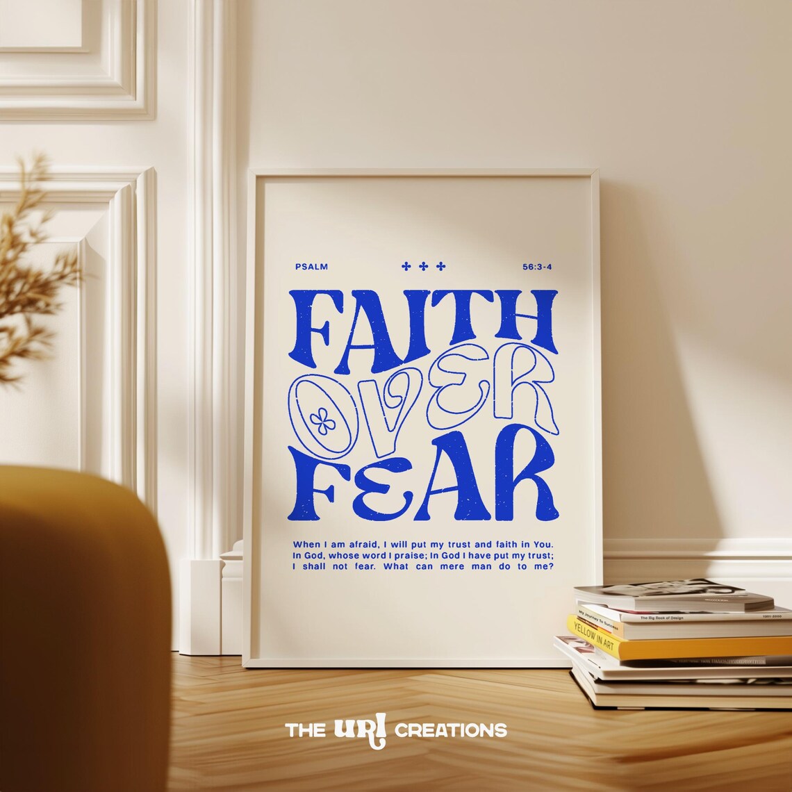 Faith Over Fear Modern Christian Art Print, Retro - Image 3