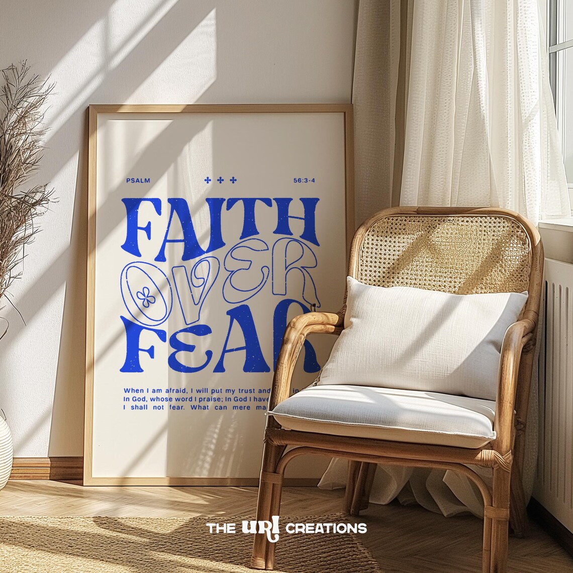 Faith Over Fear Modern Christian Art Print, Retro - Image 2