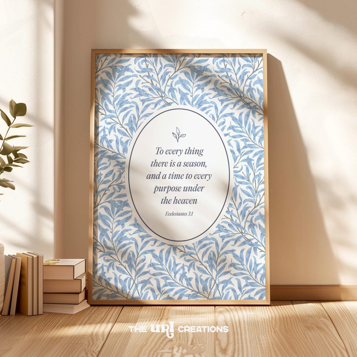 Ecclesiastes 3 1 Blue Leaf Pattern Scripture Farmhouse Poster - Image 4