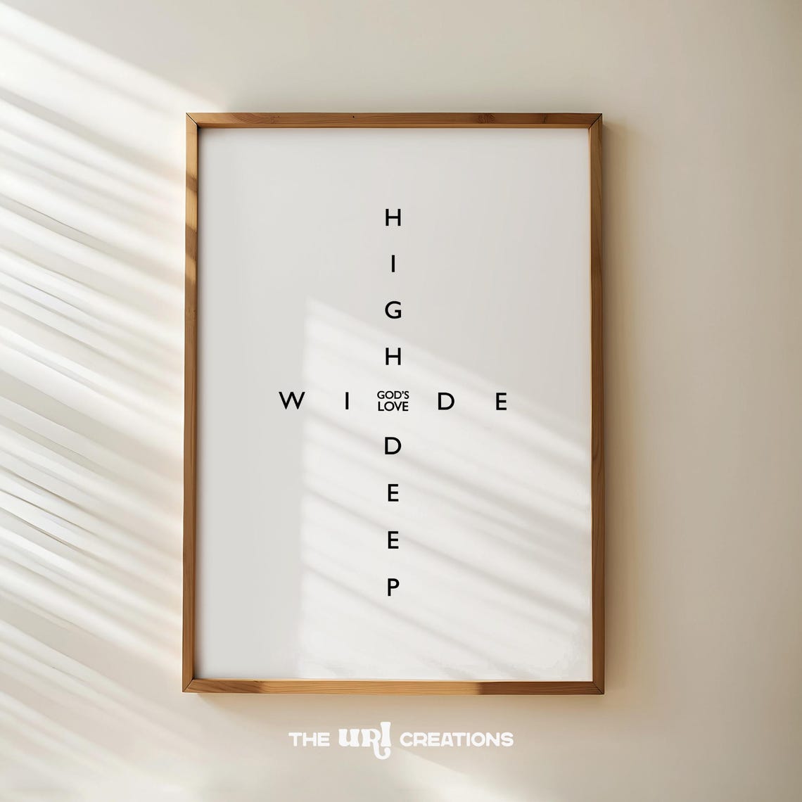 High Wide Deep God's Love Cross Minimalist Typography Scripture Poster