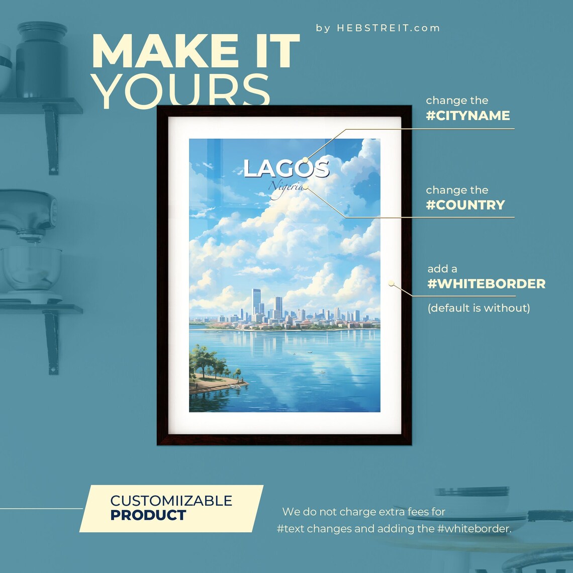 Lagos Nigeria Waterfront Skyline Beach Sunset Scene Travel Poster - Image 2