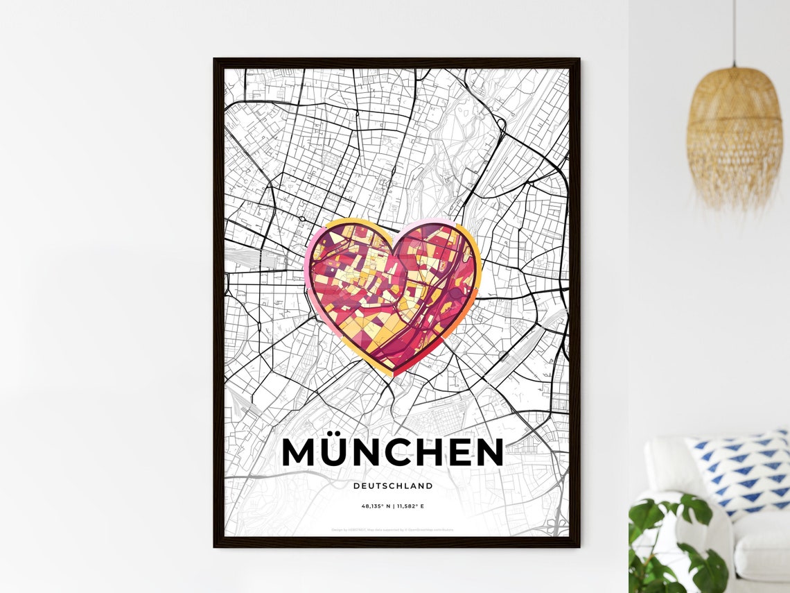 München Germany Where It All Began Heart Map Coordinates Poster