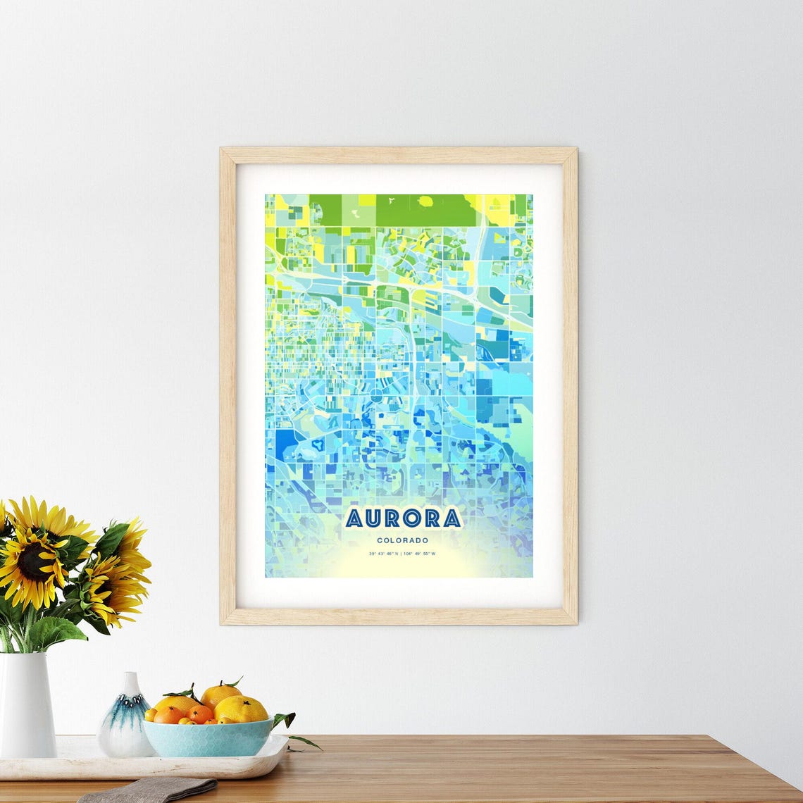 Aurora Colorado Bluish Gradient City Map Art Poster Customizable - Image 2