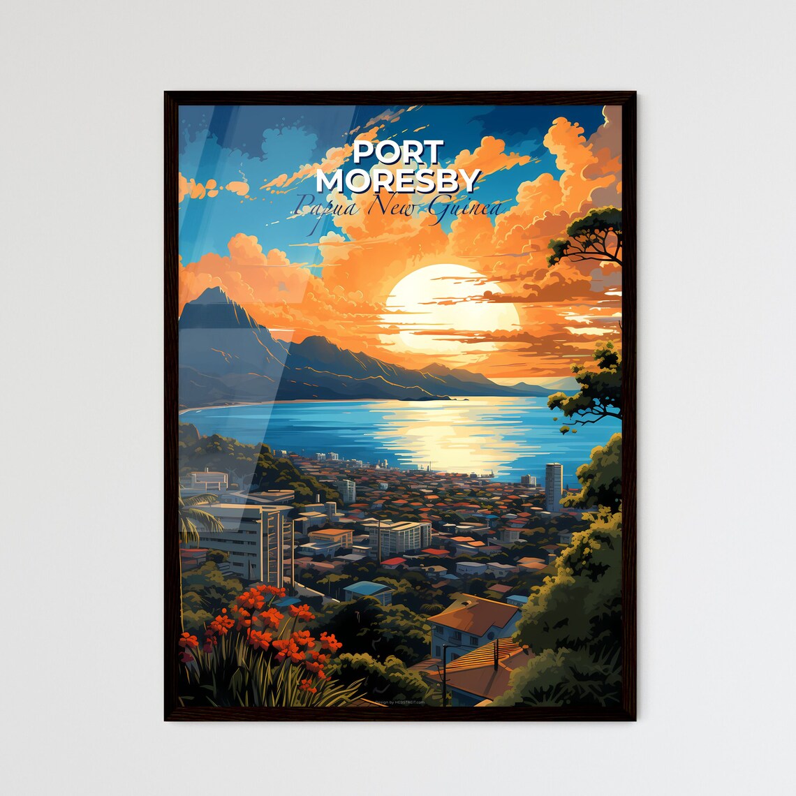 Port Moresby Papua New Guinea Sunset Harbor City View Poster