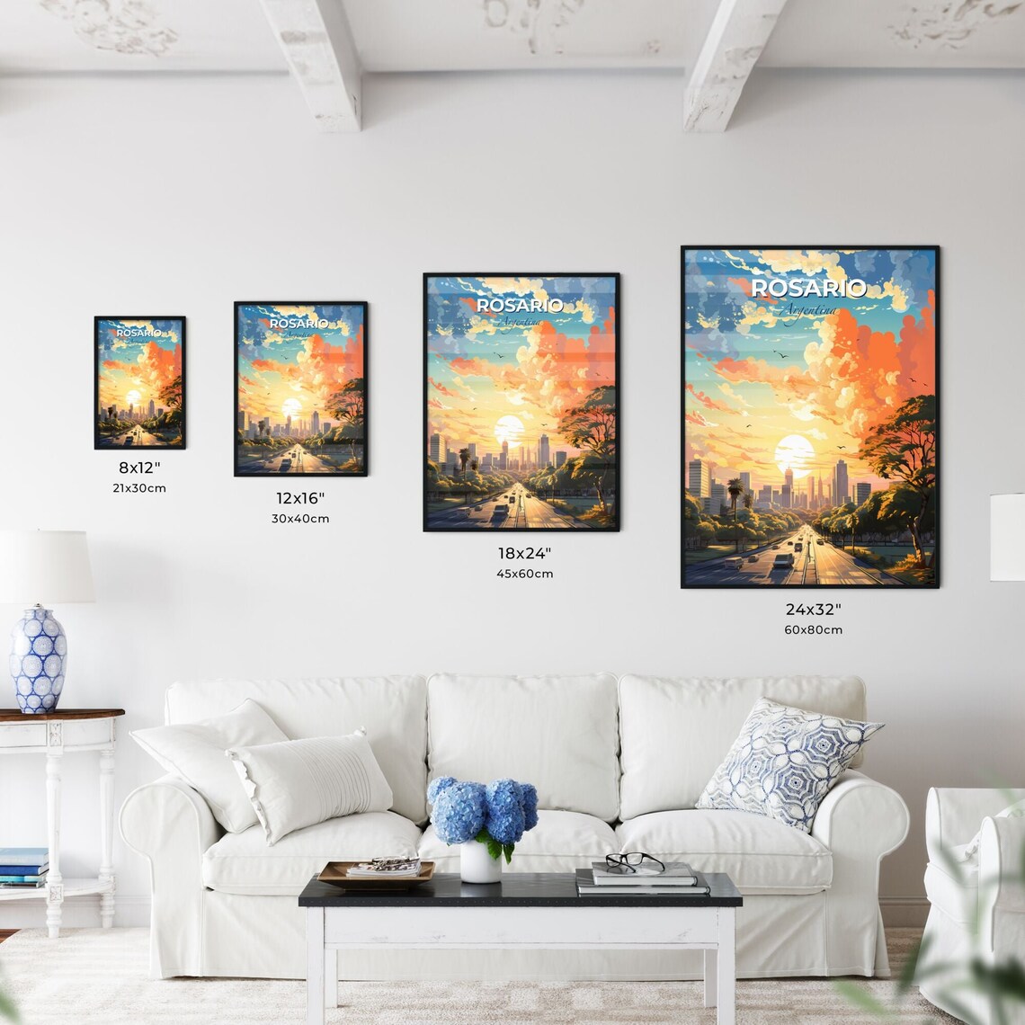 Rosario Argentina Sunset Boulevard Illustrated Travel Poster - Image 3